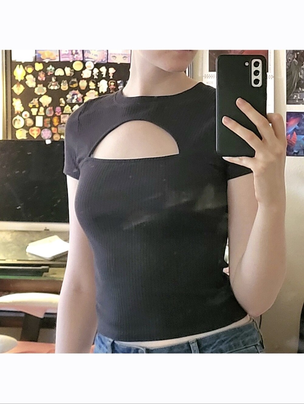 Hollister Black Cut Out Baby Tee